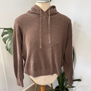 Gap Cash Like Hood Sweater Womens Small Brown Knit Pullover Relaxed Hoodie